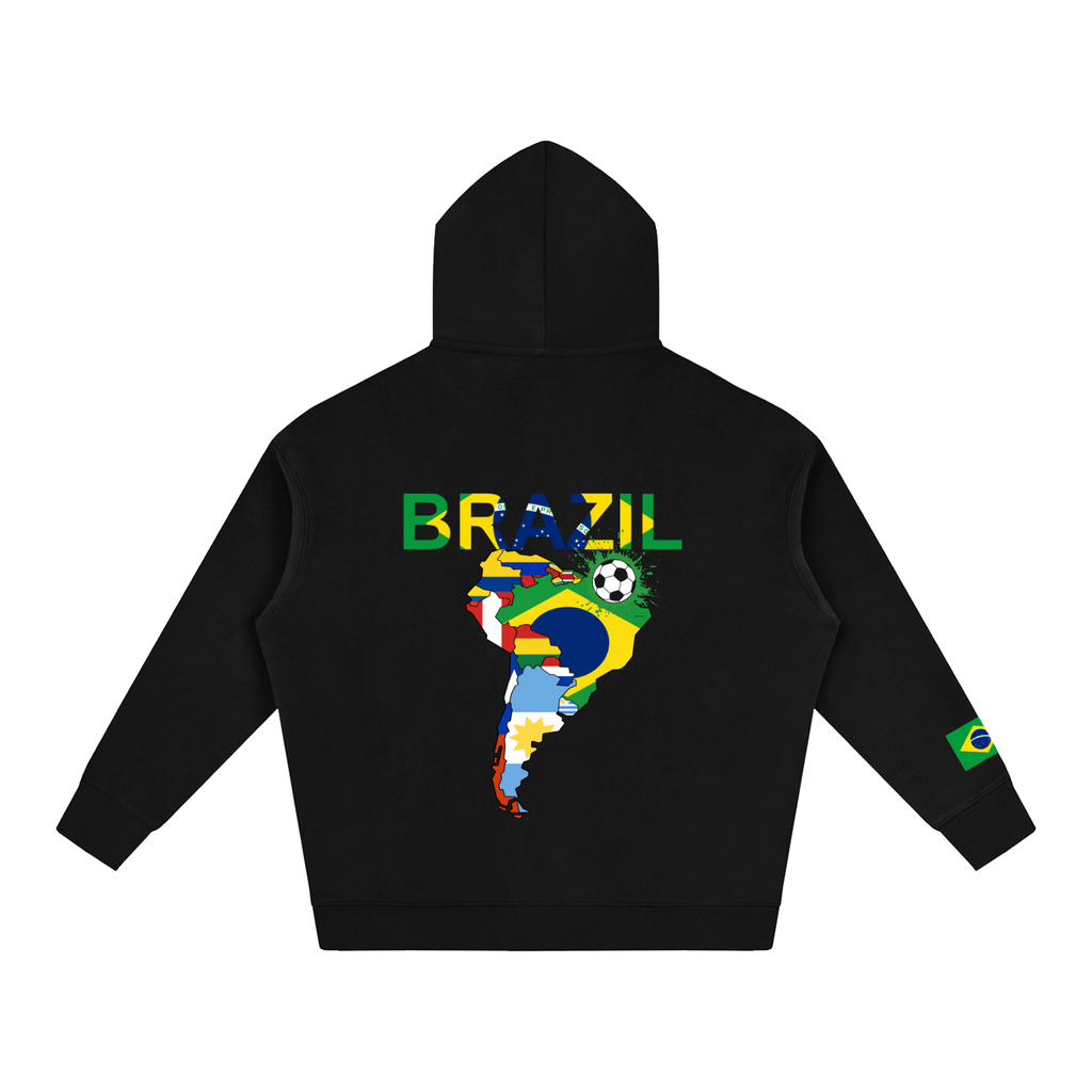 Brazil Flag Themed Graphic Unisex  Oversize Fleeced Hoodie