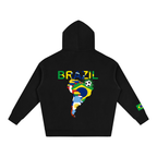 Brazil Flag Themed Graphic Unisex  Oversize Fleeced Hoodie