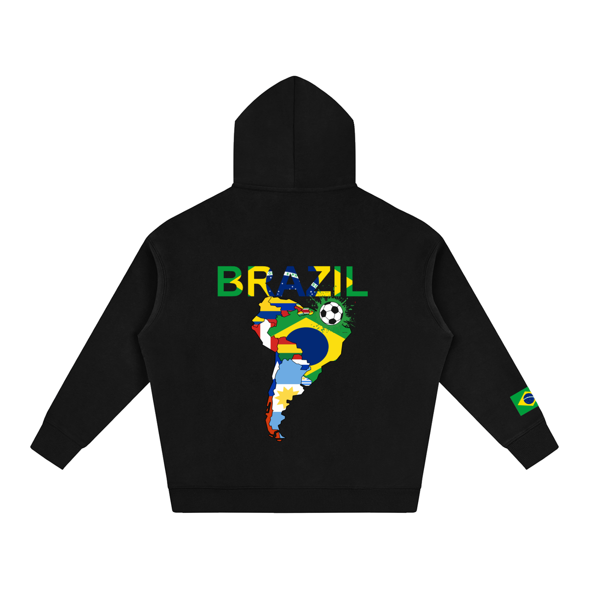 Brazil Flag Themed Graphic Unisex  Oversize Fleeced Hoodie