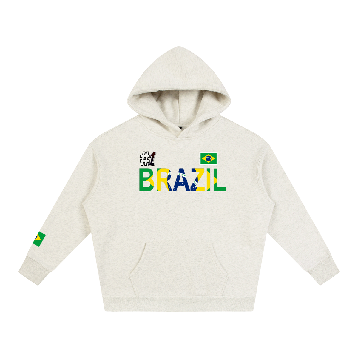 Brazil Flag Themed Graphic Unisex  Oversize Fleeced Hoodie