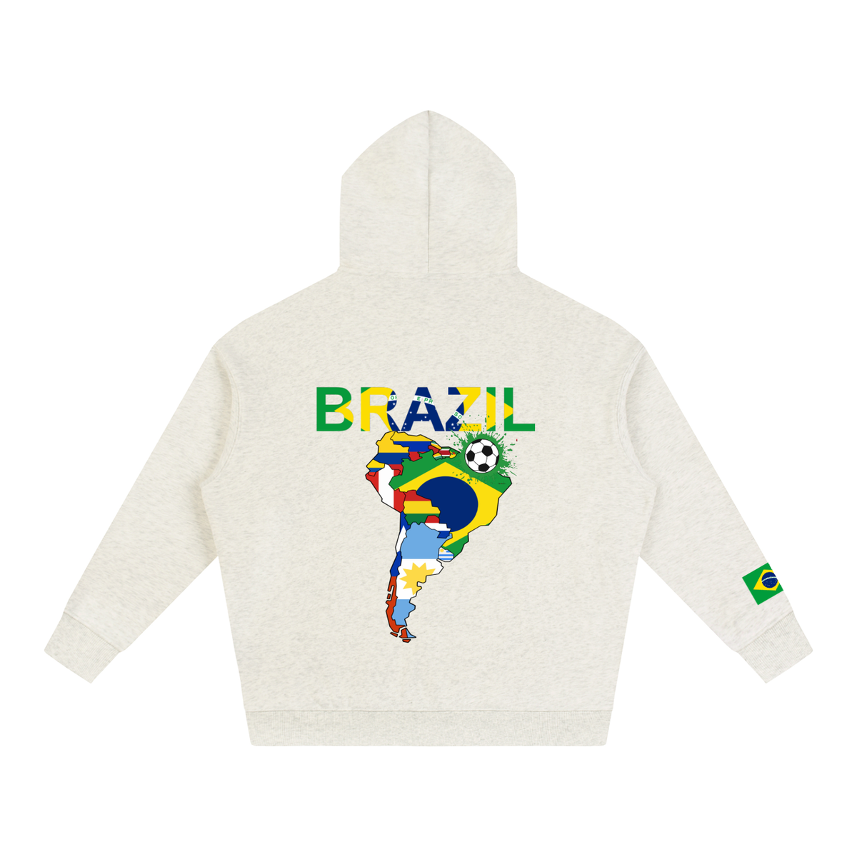 Brazil Flag Themed Graphic Unisex  Oversize Fleeced Hoodie