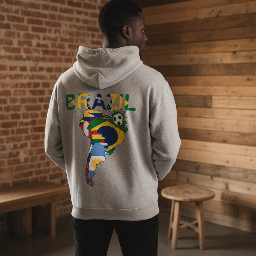 Brazil Flag Themed Graphic Unisex  Oversize Fleeced Hoodie