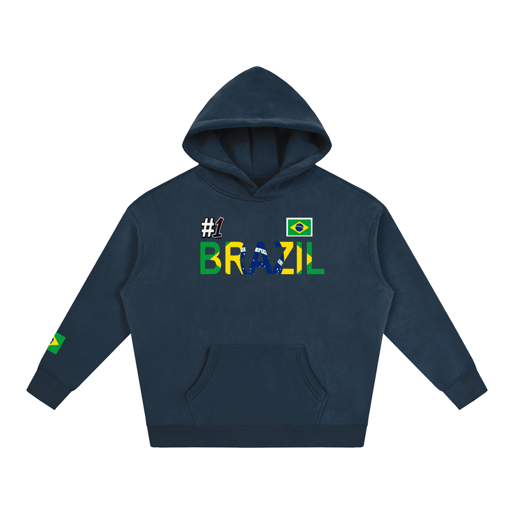 Brazil Flag Themed Graphic Unisex  Oversize Fleeced Hoodie