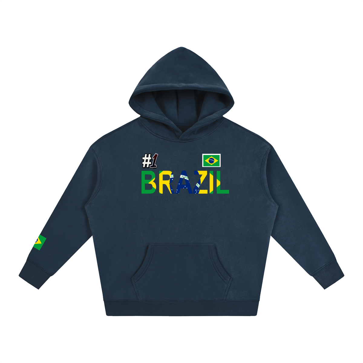 Brazil Flag Themed Graphic Unisex  Oversize Fleeced Hoodie