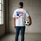 Dominican Republic Flag Themed Contrast Collar Striped Soccer Jersey
