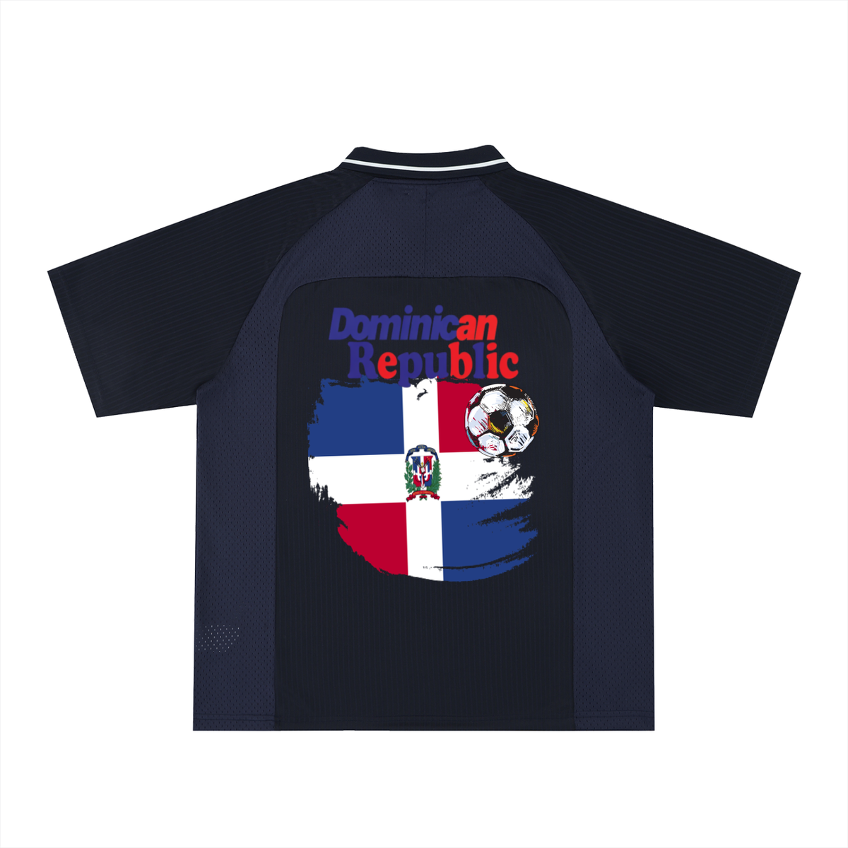 Dominican Republic Flag Themed Graphic Striped V-Neck Soccer Unisex Jersey
