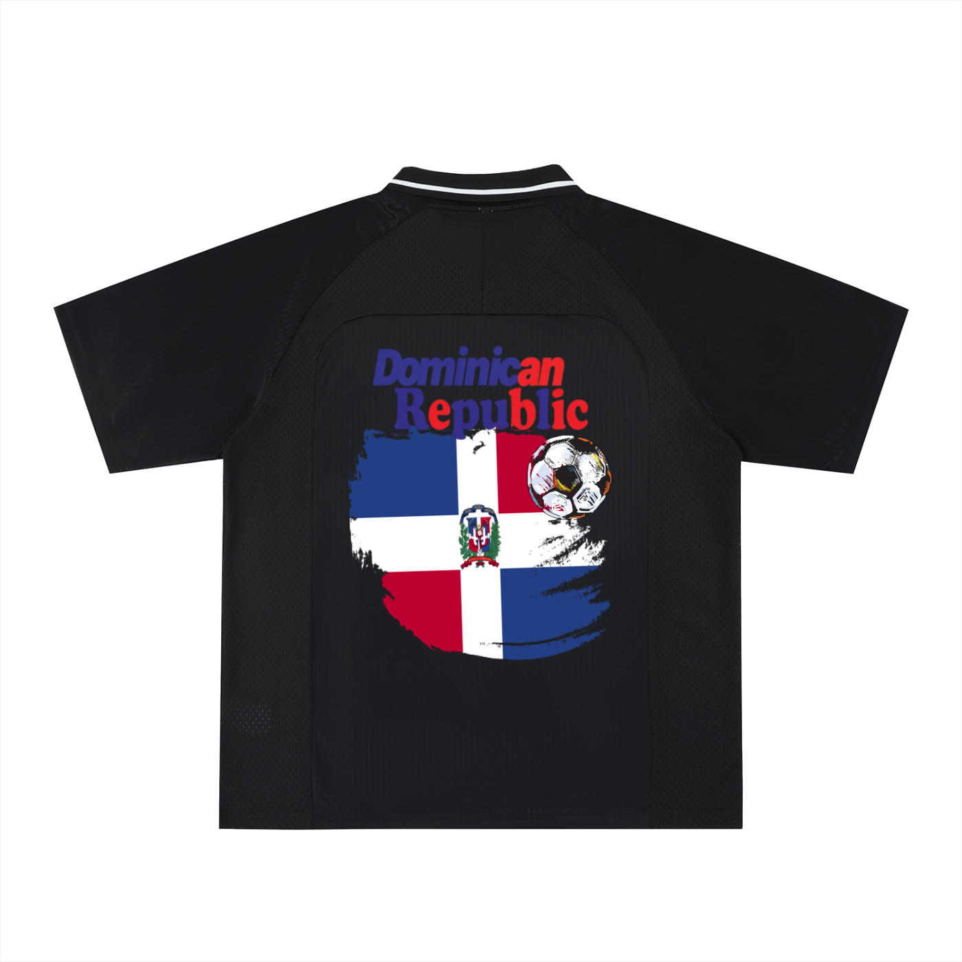 Dominican Republic Flag Themed Graphic Striped V-Neck Soccer Unisex Jersey