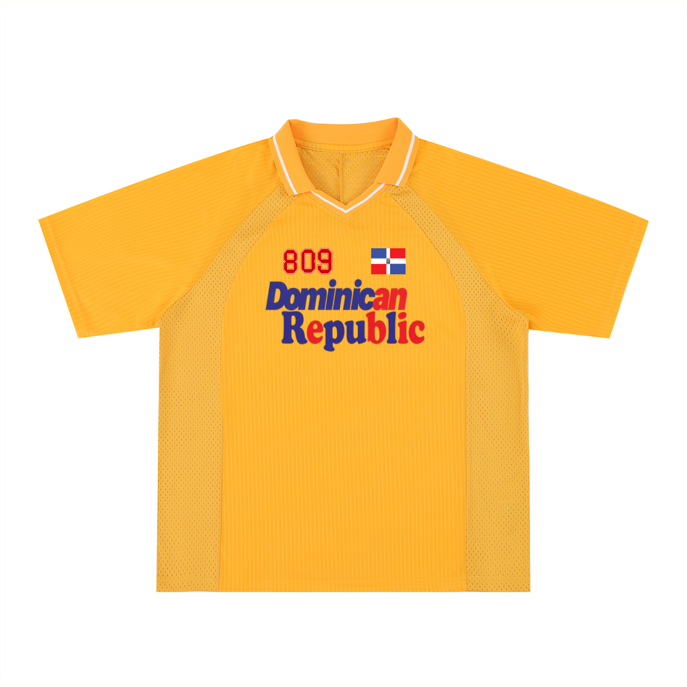 Dominican Republic Flag Themed Graphic Striped V-Neck Soccer Unisex Jersey