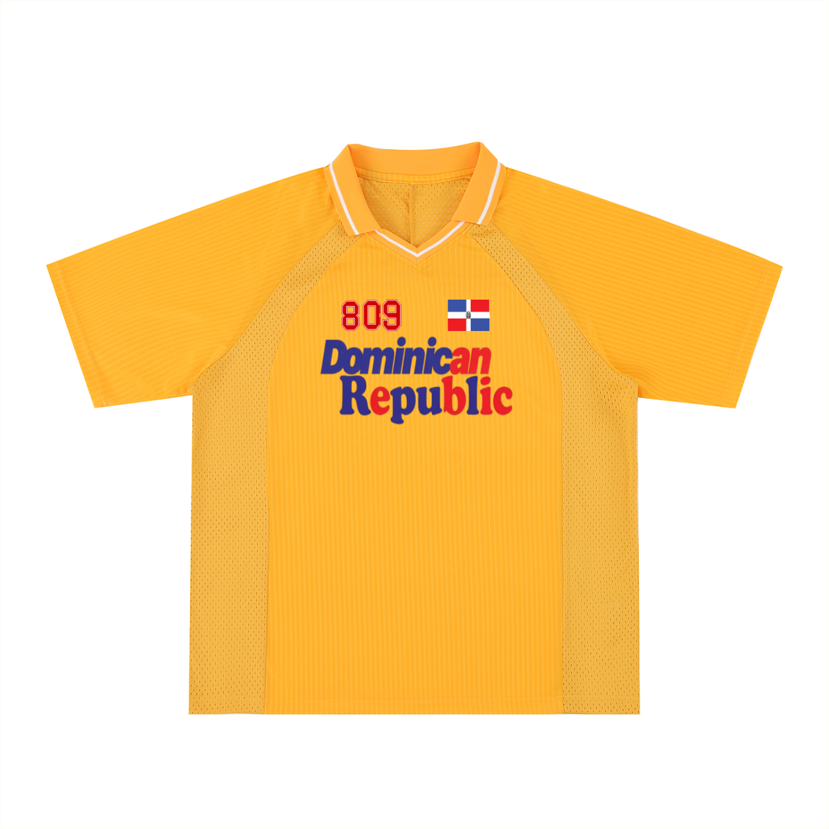Dominican Republic Flag Themed Graphic Striped V-Neck Soccer Unisex Jersey