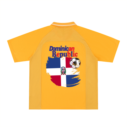 Dominican Republic Flag Themed Graphic Striped V-Neck Soccer Unisex Jersey