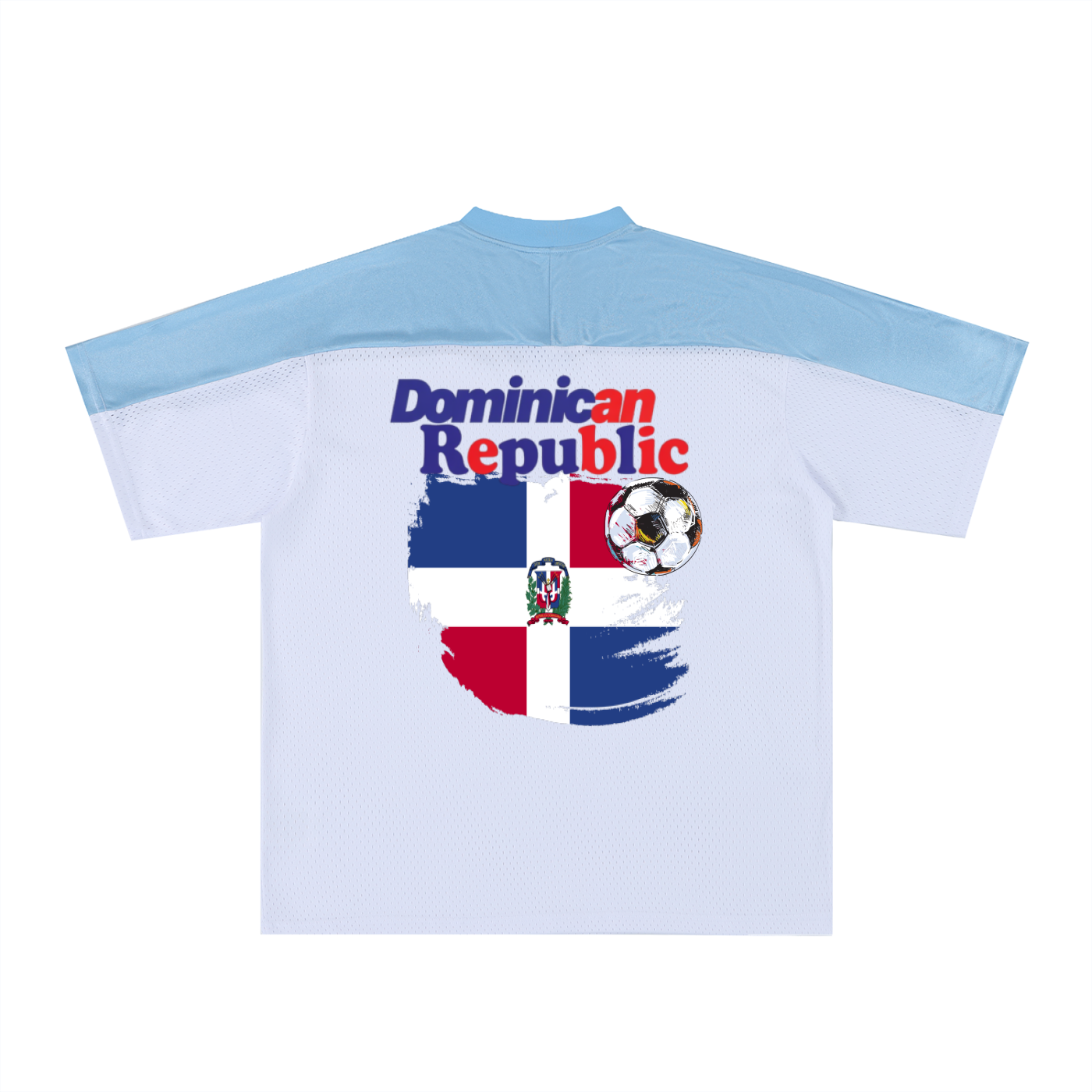 Dominican Republic Oversized Mesh V-Neck Soccer Jersey