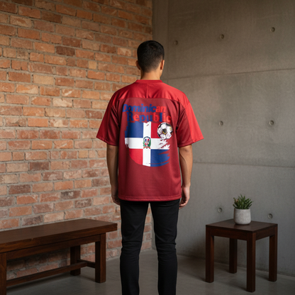 Dominican Republic Oversized Mesh V-Neck Soccer Jersey