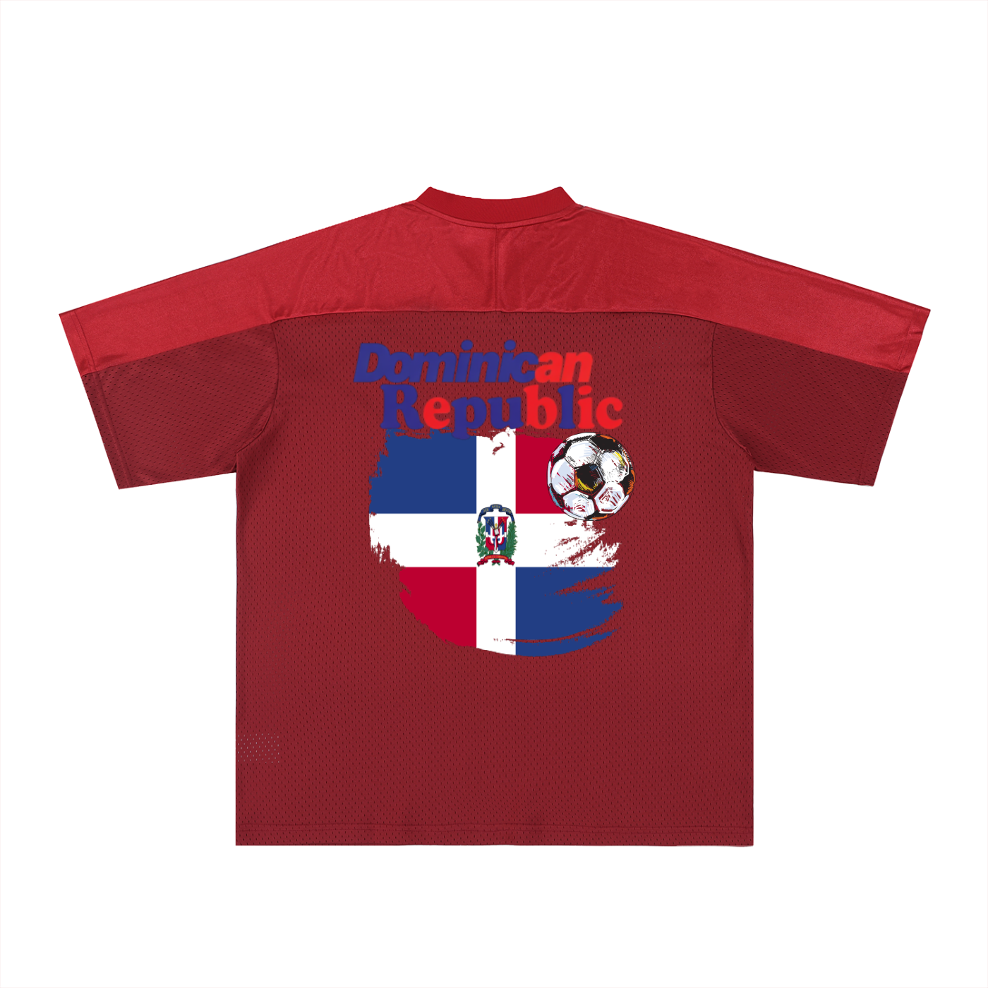 Dominican Republic Oversized Mesh V-Neck Soccer Jersey