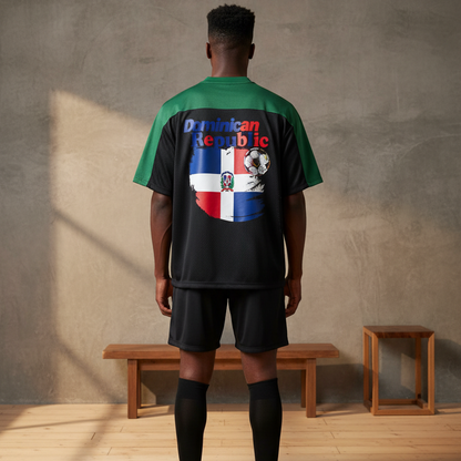 Dominican Republic Oversized Mesh V-Neck Soccer Jersey