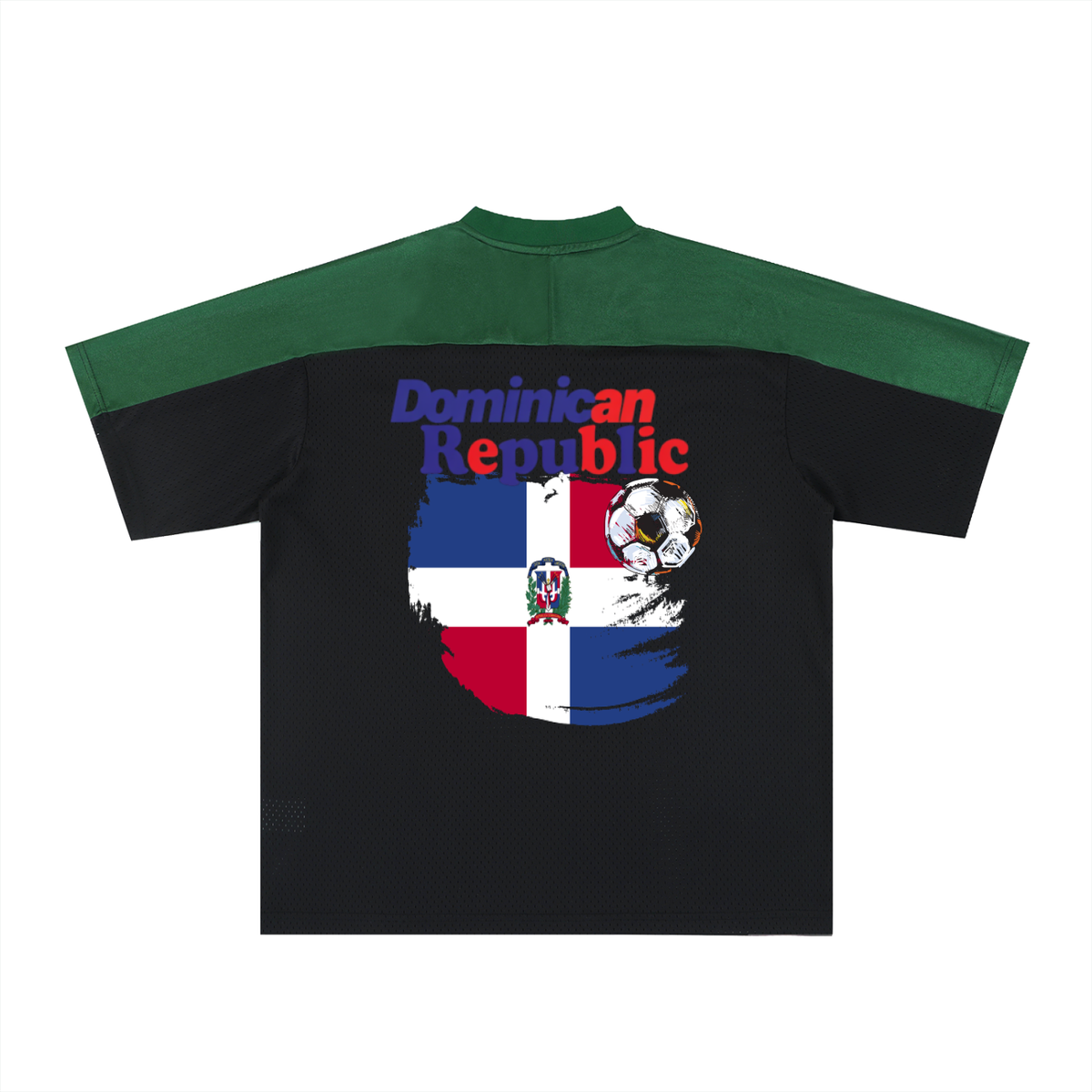 Dominican Republic Oversized Mesh V-Neck Soccer Jersey
