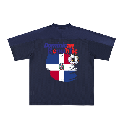 Dominican Republic Oversized Mesh V-Neck Soccer Jersey