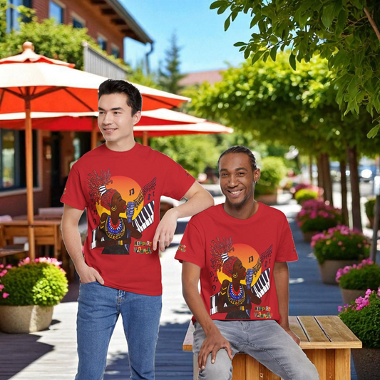 Afro Music Graphic Tee, Piano Art, Jazz Singer Shirt, Black History Unisex Tee, Music Lover Gift