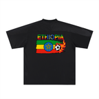 Ethiopia Flag Themed Graphic Mesh V-Neck Soccer Jersey