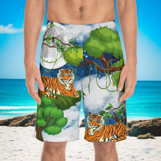 Men's Jungle Tiger Board Shorts - Stylish Summer Swimwear for Beach Lovers