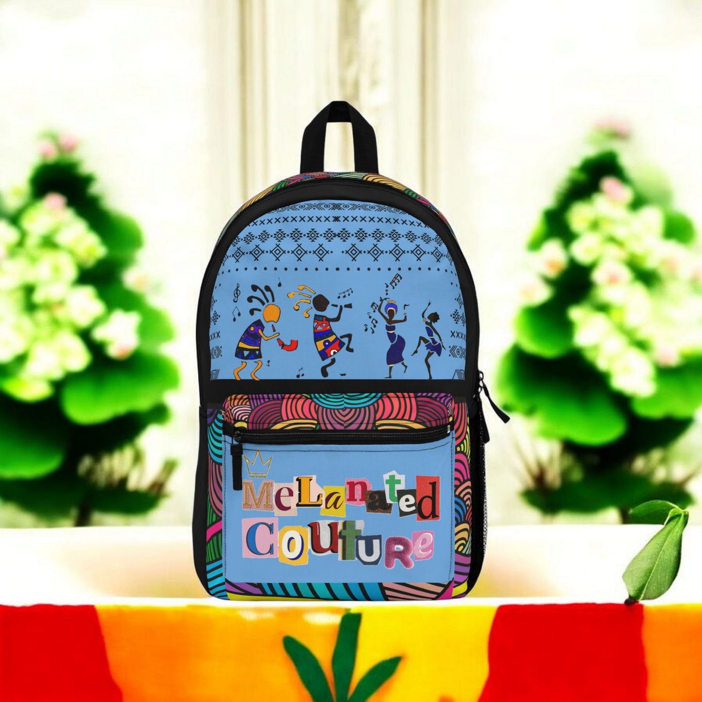 Colorful Tribal Dance Backpack, Ethnic Music Festival Bag, Boho Rucksack