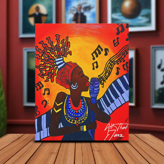 Canvas Art Print, Jazz Singer Music Decor, Jazz Piano Wall Art, Original Artwork