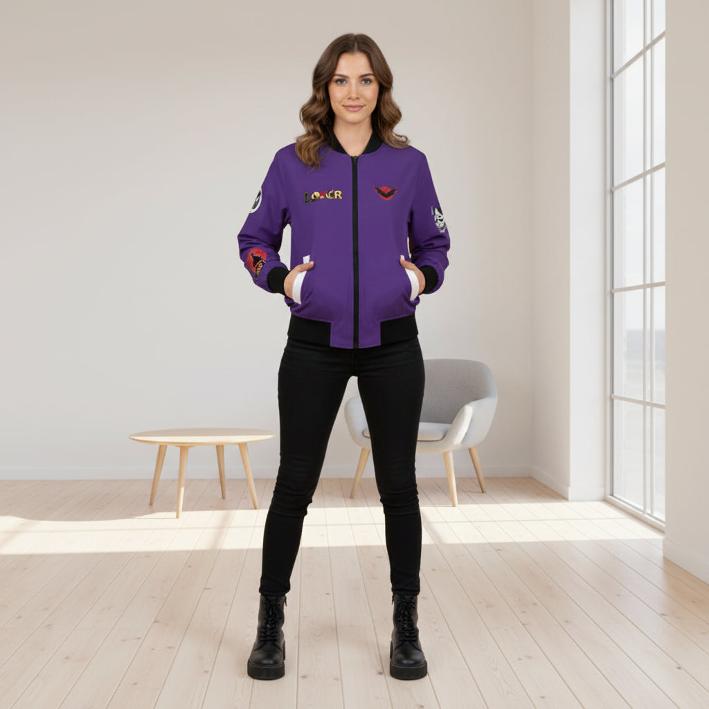 Dragon Graphic Women's Bomber Jacket, Mythical All Over Design Printify