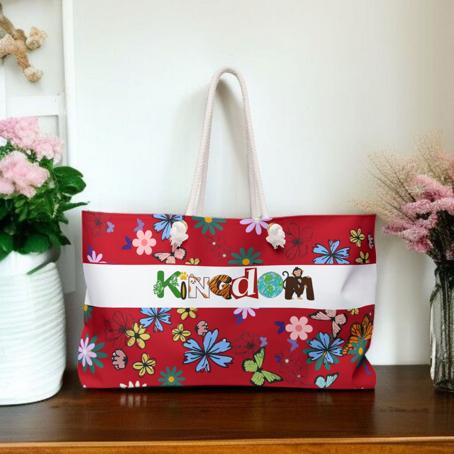 Vibrant Floral Kingdom Weekender Bag - Perfect for Travel & Beach