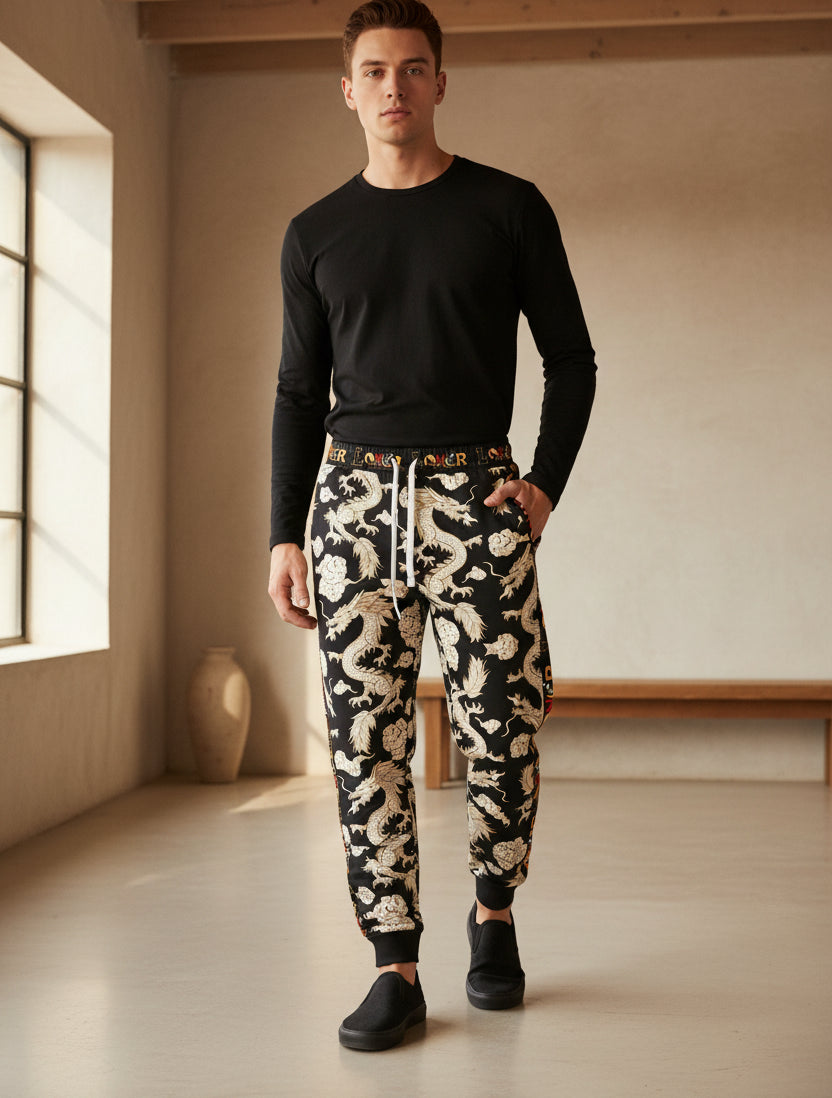 Dragon Print Athletic Joggers for Comfort & Style, Casual Wear, Workouts Printify