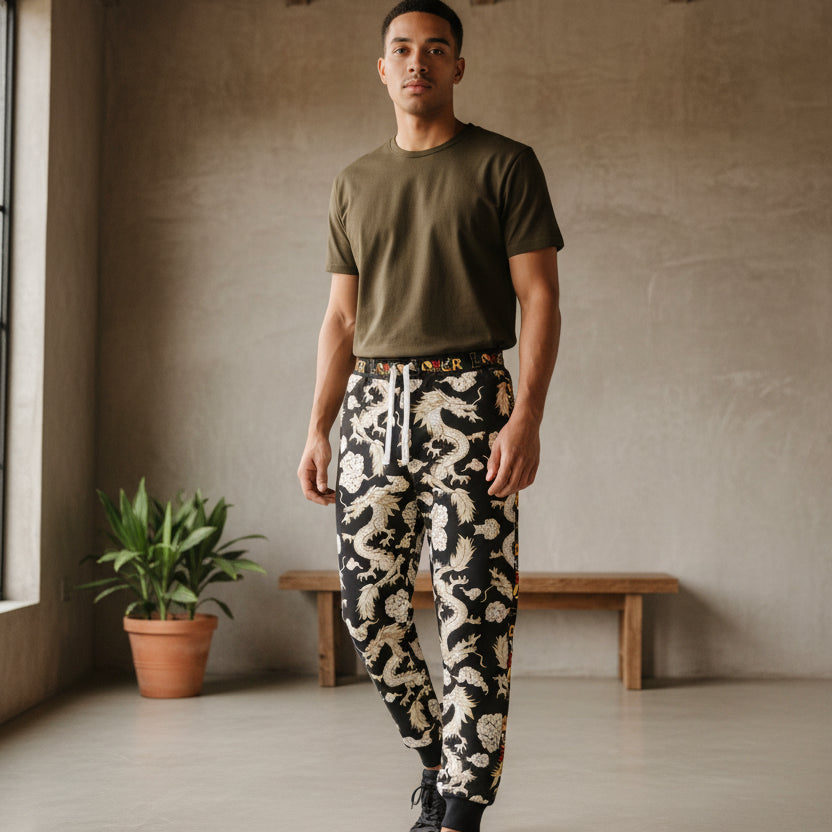 Dragon Print Athletic Joggers for Comfort & Style, Casual Wear, Workouts Printify