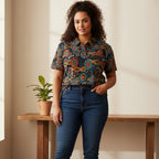Unisex Tribal Print Polo Shirt — Colorful Aboriginal-Inspired Design