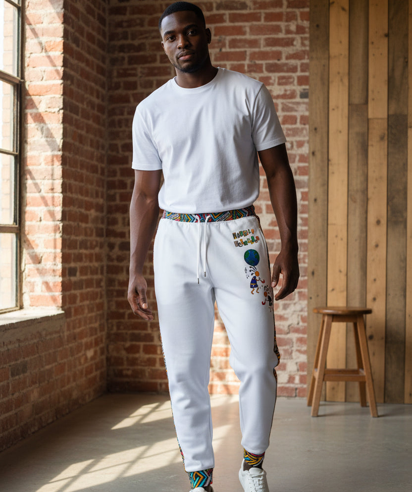 Athletic Joggers featuring Afro-centric Musical Cartoon Art; Unisex Sweatpants and African Dance Apparel Printify
