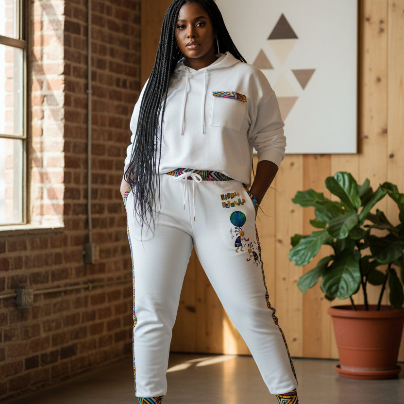 Athletic Joggers featuring Afro-centric Musical Cartoon Art; Unisex Sweatpants and African Dance Apparel Printify
