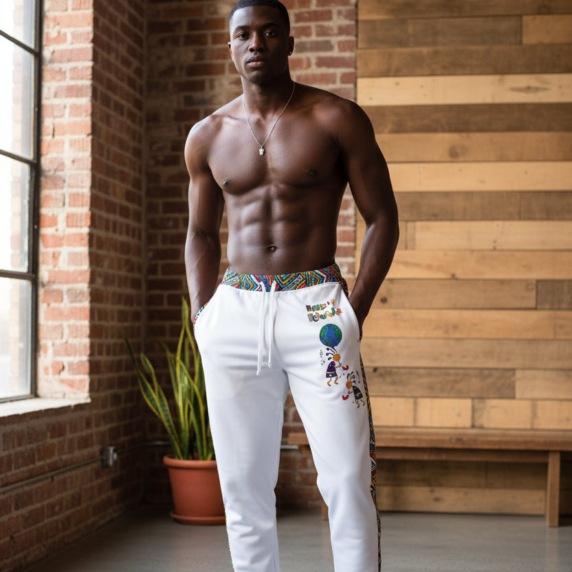 Athletic Joggers featuring Afro-centric Musical Cartoon Art; Unisex Sweatpants and African Dance Apparel Printify