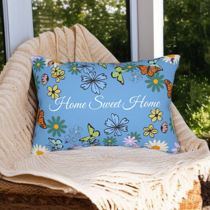 Home Sweet Home Floral Lumbar Pillow - Cozy Accent for Living Room