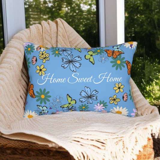 Home Sweet Home Floral Lumbar Pillow - Cozy Accent for Living Room