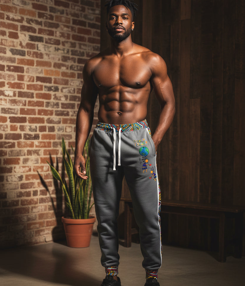 Unisex Athletic Joggers featuring Afro Music Cartoon Art, African Dance-Inspired Sweatpants Printify