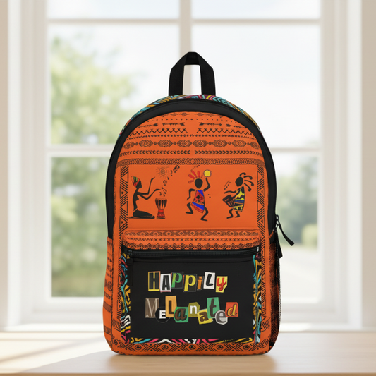 Ethnic Music Backpack, Music Lover Bag, Cartoon Print Rucksack, Ethnic Design