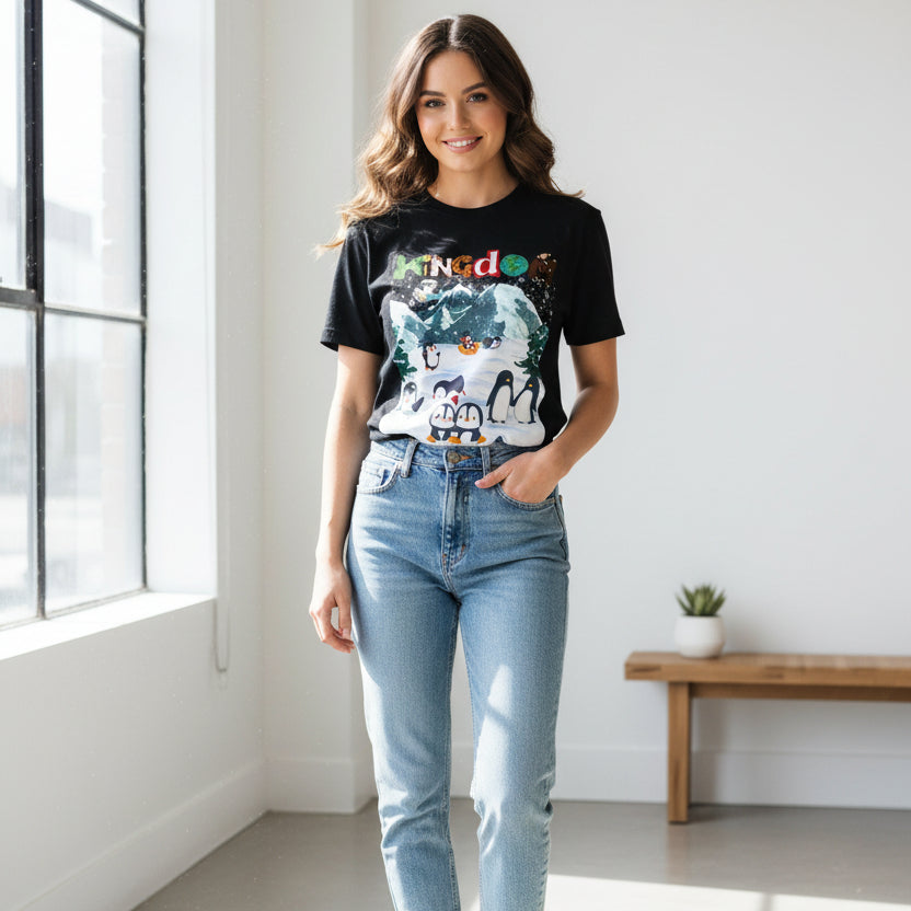Arctic Life Penguin Graphic Unisex T-Shirt, Nature Theme, Wildlife Tee Shirt, Animal Lover Tee