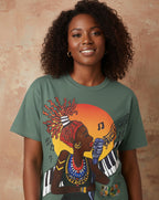 Afro Jazz Singer Graphic T-Shirt, Black History Music Tee, Unisex Garment-Dyed Shirt Printify