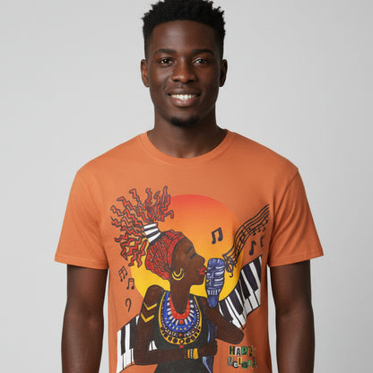 Afro Jazz Singer Graphic T-Shirt, Black History Music Tee, Unisex Garment-Dyed Shirt
