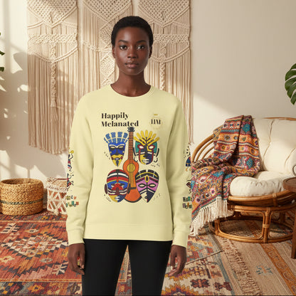 Hand-Drawn Afro Music Graphic Sweatshirt - Unisex Lightweight Crewneck, Music Lover Gift