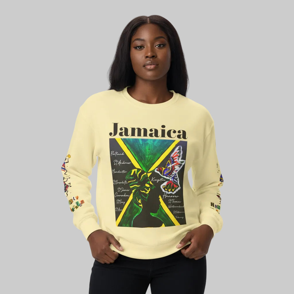 Hand-Drawn Afro Music Graphic Sweatshirt - Unisex Lightweight Crewneck