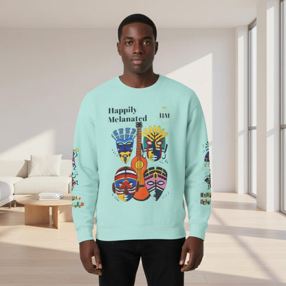 Hand-Drawn Afro Music Graphic Sweatshirt - Unisex Lightweight Crewneck, Music Lover Gift