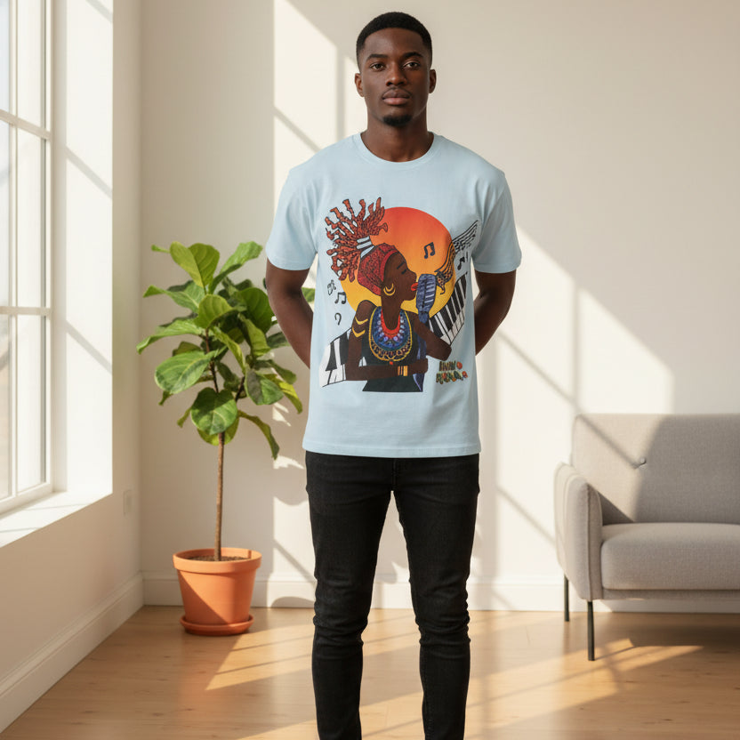 Afro Jazz Singer Graphic T-Shirt, Black History Music Tee, Unisex Garment-Dyed Shirt