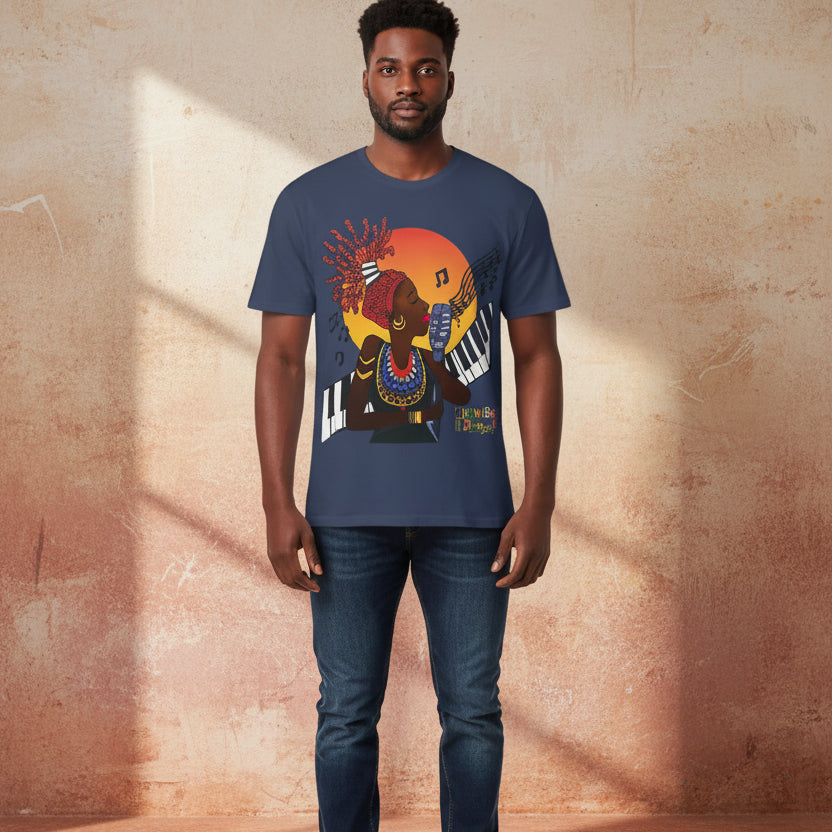 Afro Jazz Singer Graphic T-Shirt, Black History Music Tee, Unisex Garment-Dyed Shirt Printify