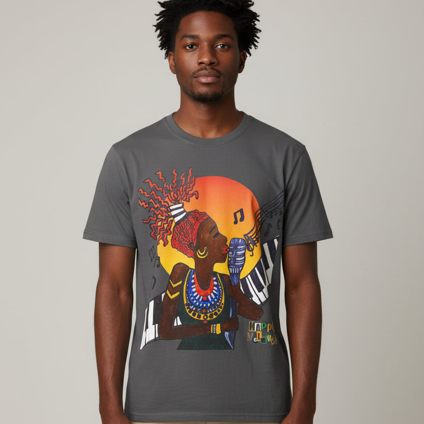 Afro Jazz Singer Graphic T-Shirt, Black History Music Tee, Unisex Garment-Dyed Shirt