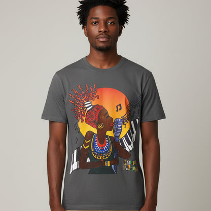 Afro Jazz Singer Graphic T-Shirt, Black History Music Tee, Unisex Garment-Dyed Shirt