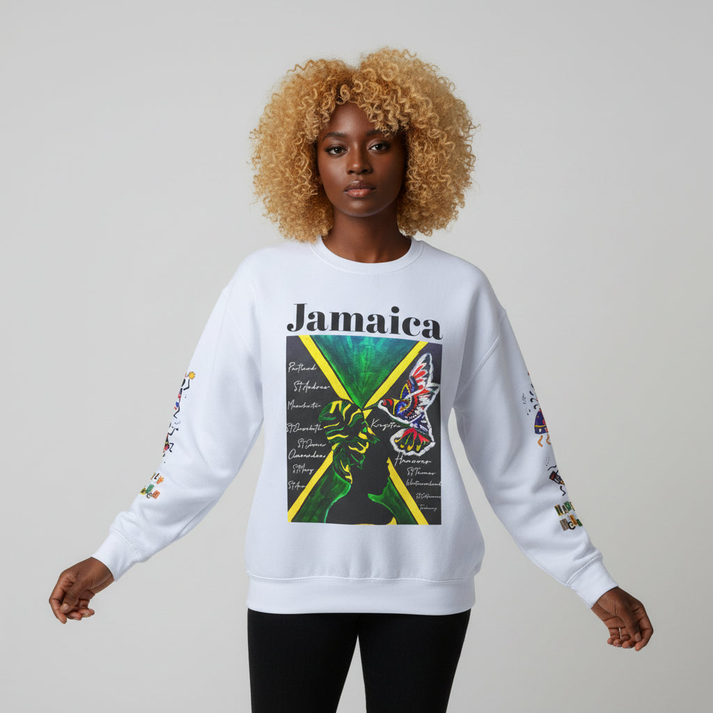 Hand-Drawn Afro Music Graphic Sweatshirt - Unisex Lightweight Crewneck
