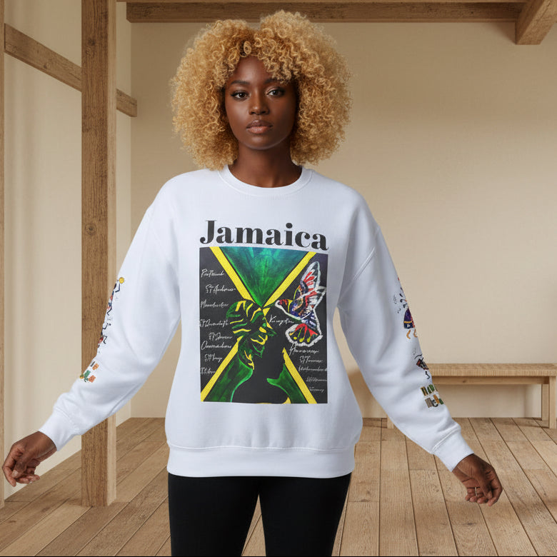 Hand-Drawn Afro Music Graphic Sweatshirt - Unisex Lightweight Crewneck Printify