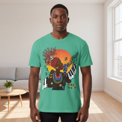 Afro Jazz Singer Graphic T-Shirt, Black History Music Tee, Unisex Garment-Dyed Shirt